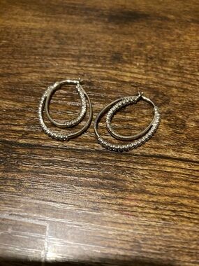 Sterling silver double hoop earrings